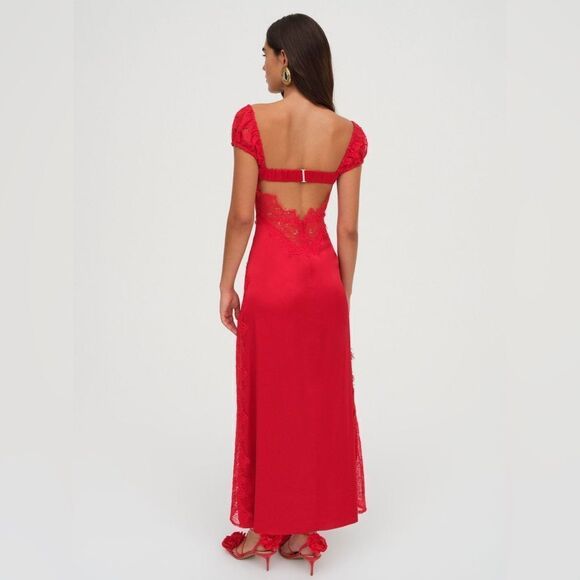 NEW FOR LOVE & LEMONS Casey Maxi Dress in Red - Picture 7 of 17
